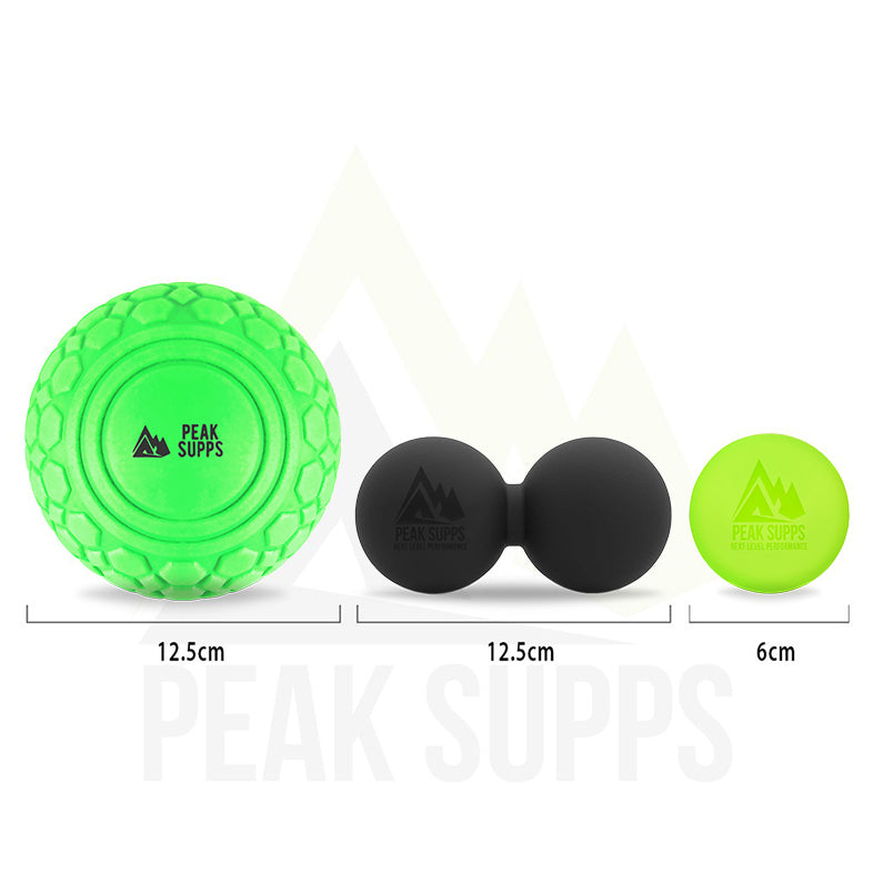 Peak Supps Massage Ball Set With Bag (Large EVA Ball, Peanut Ball, Lacrosse Ball)